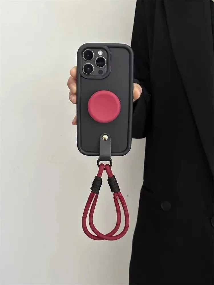 Silicone Phone Case with Wrist Strap Lanyard and Stand Feature