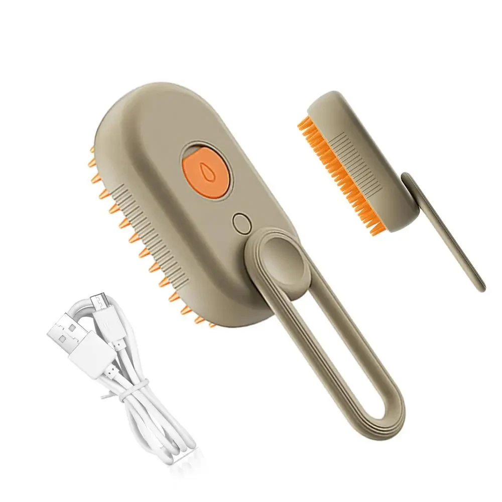 3-in-1 Electric Pet Grooming Brush with steaming, brushing, and massaging functions. Ideal for detangling, reducing shedding, and relaxing dogs & cats.