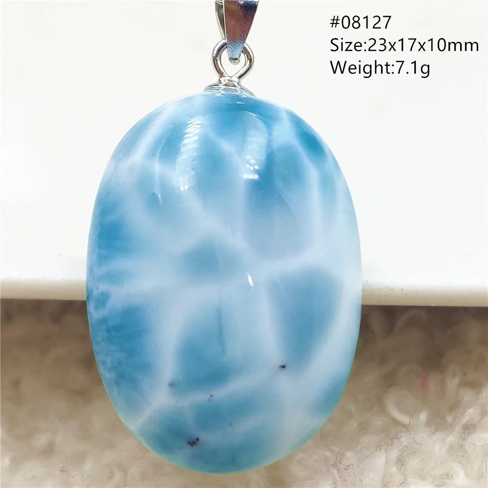 Natural Blue Larimar Dominia Pendant Necklace Blue Larimar Beads Women Water Drop Larimar Water Pattern Rare AAAAAA