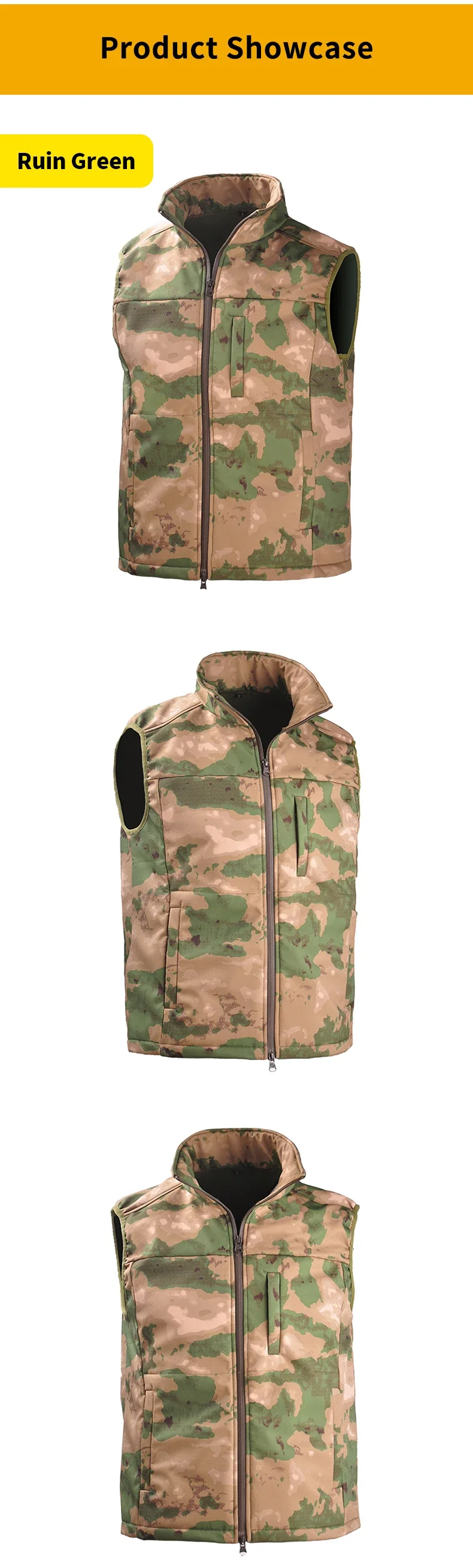 Description Picture 6 of itemWinter Male Fleece Warm Vests Tactical Coats Men Stand Collar Thicken Waistcoats Clothing Mens Jacket Sleeveless Hiking Vest