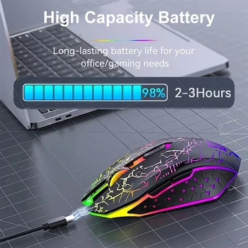 Bluetooth 5.2 Mouse RGB 2.4G Wireless Mouse Dual-Mode Gaming Mouse 6 Buttons Silent Mouse For MacBook Tablet Laptops Computer 3