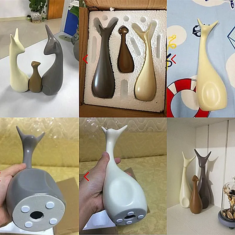 Nordic Ceramic Animals Ornaments Home Cabinet Crafts Elephant Cat Deer Rabbit Snail Miniatures