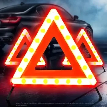 Triangolo per auto Treppiede riflettente rosso Telaio pieghevole Segnale di stop per pericolo di sicurezza stradale Accessori per auto per guasto di emergenza automatico