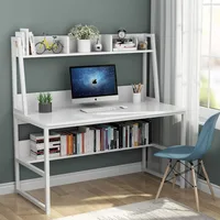 Computer Desk with Hutch, 47 inches Home Office Desk with Space Saving Design with Bookshelf for Small Spaces, Dark Walnut 1