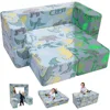Modular Kids Sofa,Toddler Play Couch Fold Out for Playroom, Dinosaur Glow in Dark Convertible Plush Foam Chair 1