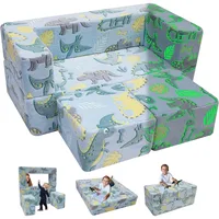 Modular Kids Sofa,Toddler Play Couch Fold Out for Playroom, Dinosaur Glow in Dark Convertible Plush Foam Chair 1