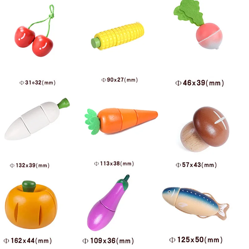 1PCS Wooden Toy Magnetic Cutting Fruit Vegetables Food Pretend Play Simulation Kitchen Role Play Educational Toys For Children 6