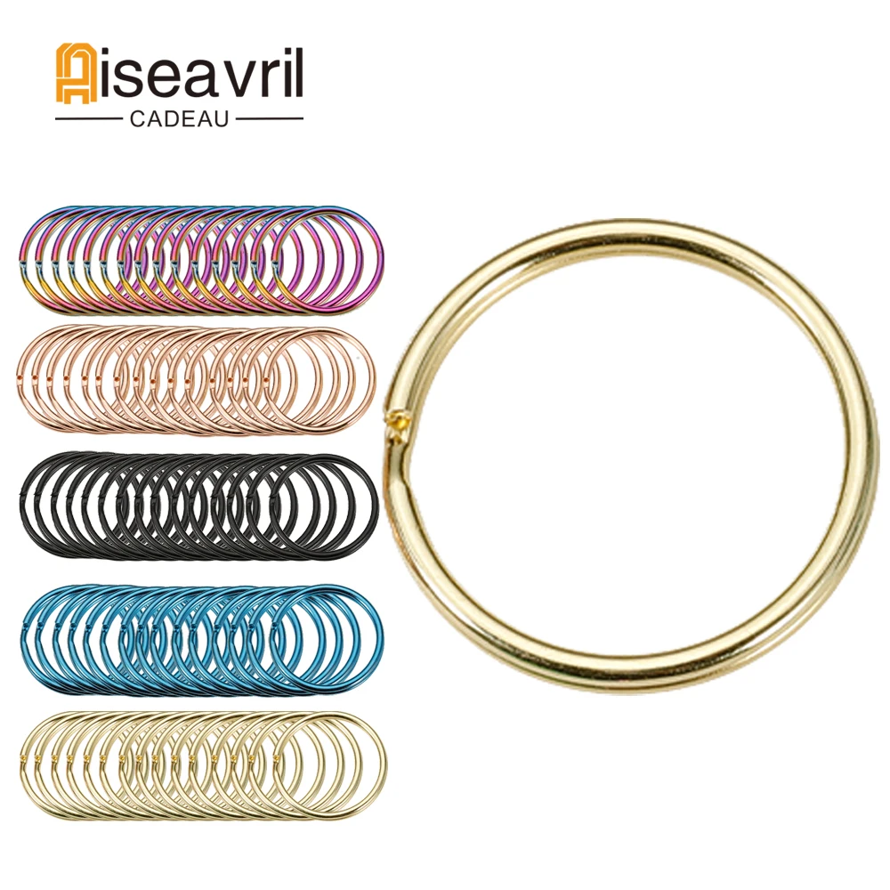 

100pcs Stainless Steel Key Rings 20/25/28/30/35mm Round Flat Line Split Rings Keyring for Jewelry Making Keychain DIY Findings
