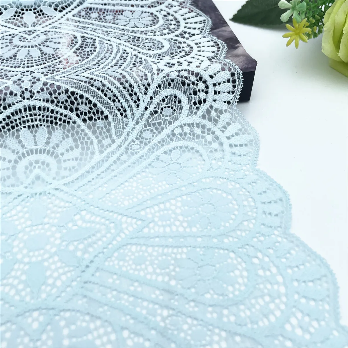 3y/lot Width 22.50cm Sky Blue Elastic Stretch Lace Trim 2