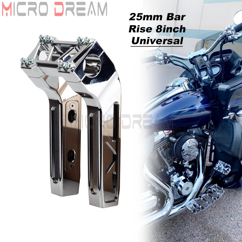 8" Rise Pullback Handlebar Riser For Harley Dyna Street Bob Fat Bob Fxd