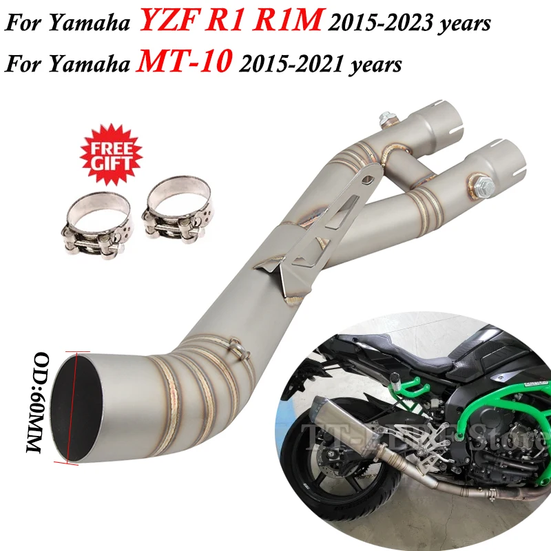 

For Yamaha MT-10 MT10 YZF R1 R1M 2015 - 2021 2022 2023 Motorcycle Exhaust Escape Systems Middle Link Pipe Connect 60mm Muffler