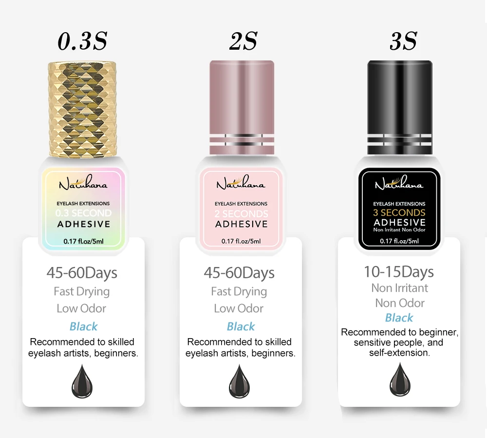 NATUHANA False Eyelash Glue Waterproof Eye Lash Cosmetic Tools False Eyelashes Adhesive Clear-white Dark-Black Makeup Tools 5
