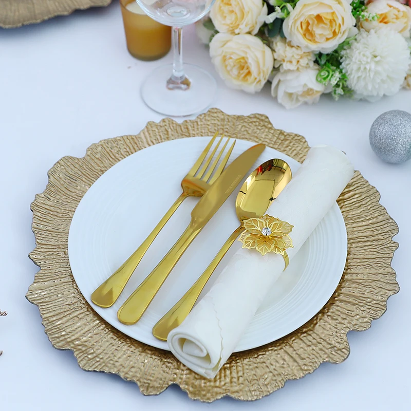 6pcs 12.6inch Golden Reef Plastic Charger Plates Reusable Shatter-Resistant