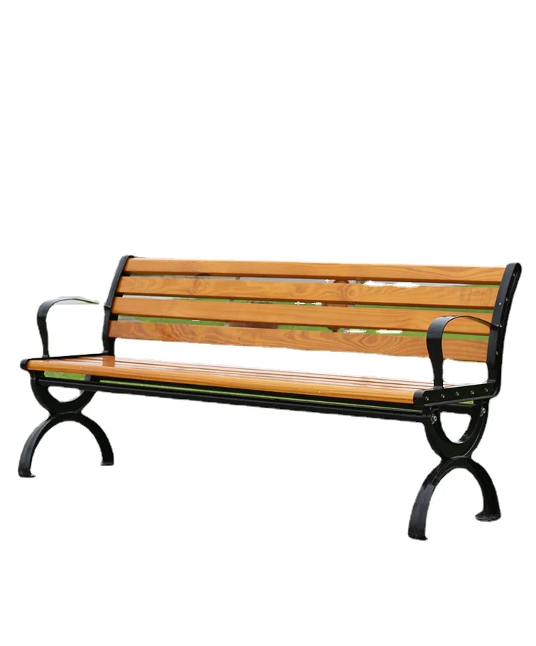 

Outdoor bench garden backrest long stool outdoor leisure anticorrosive solid wood
