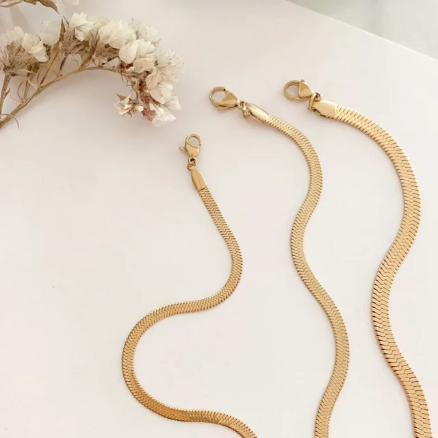 Minimalist 16+5cm Classic Snake Chain Bracelet Gold Color Width 2/3/4MM Stainless Steel Chain Bracelet For Women Jewelry Gift 5