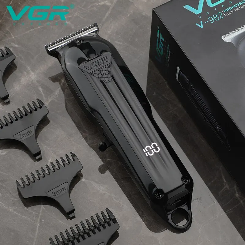VGR haja Nyesőolló professzionális haja Kliper Elektromos t-blade haja Irtás gépi 0mm ledes kijelző Fodrász Nyesőolló számára férfiak V-982
