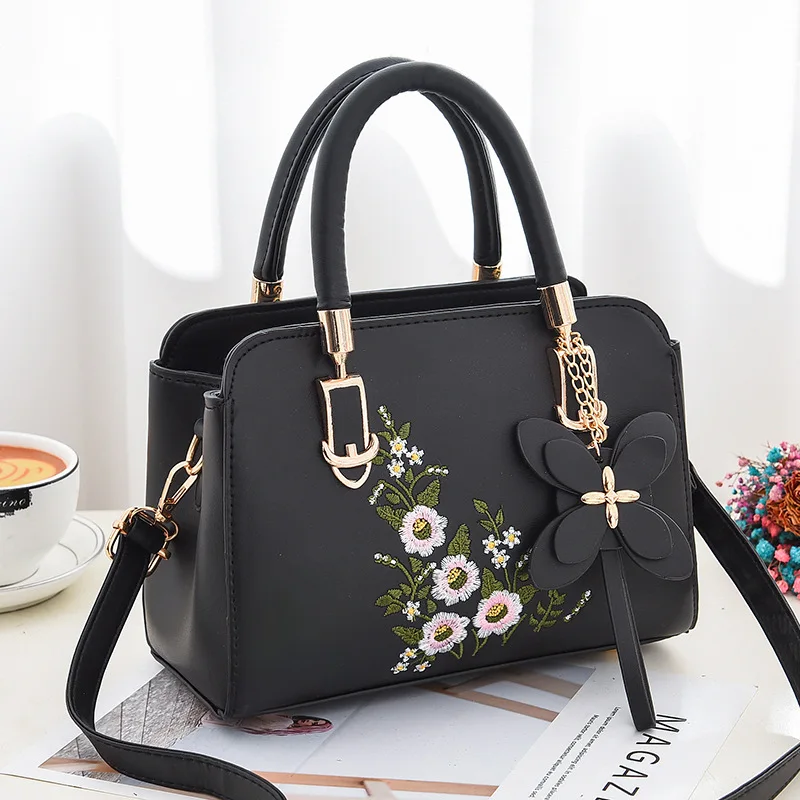 Lady Handbag Brand Designer Messenger Bag Embroidered Flower Large Capacity Shoulder Bag Small Square women shoulder bag women messenger bag