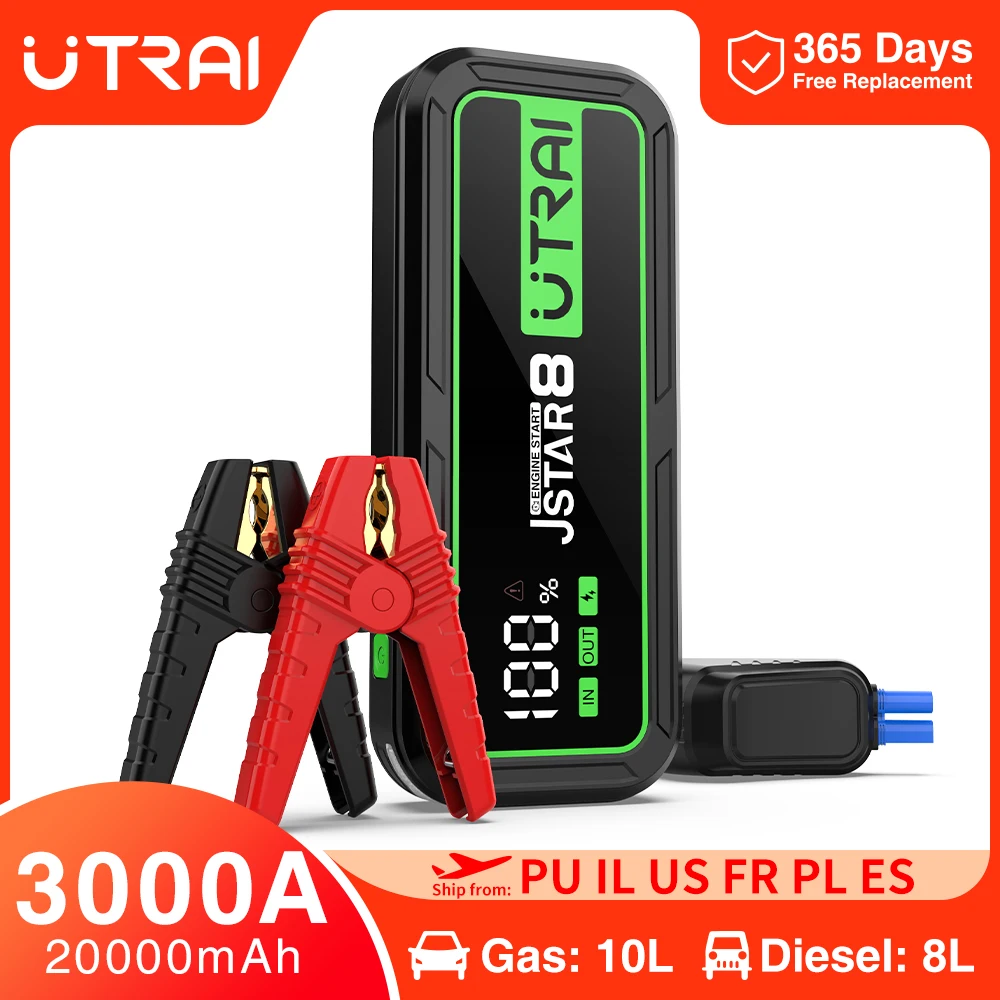 Utrai 3000a Jump Starter Power Bank Portable Charger Starting Device