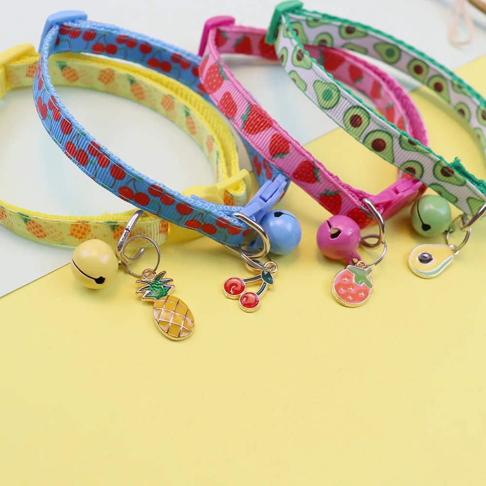 Pet Adjustable Webbing Fruit Cat collar Breakaway Cute Neck Collar with Bell for Small Dogs Puppy Kitten Stuff Things Products 3
