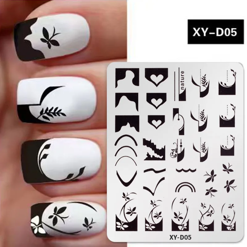 French Nail Art Stamping Plate Geometry Wave Line Drawing Templates Nail Art Stamping Plate smile Nail Charm Mold Stencil Tools 4