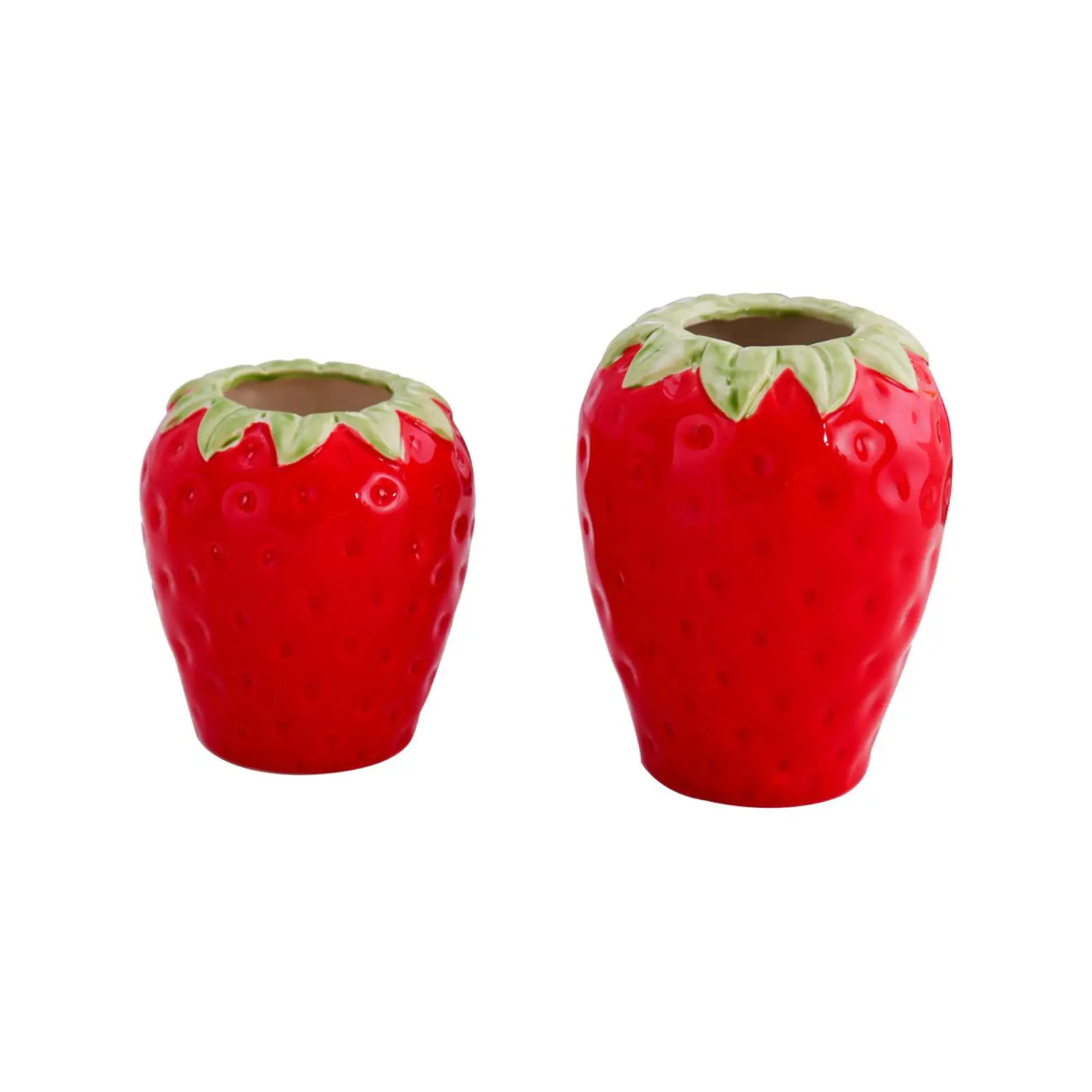 Strawberry Ceramic Flower Vase Creative Fruit Vase Desktop Ornament Plant Pot for Living Room Kitchen Dining Table Desk Entrance