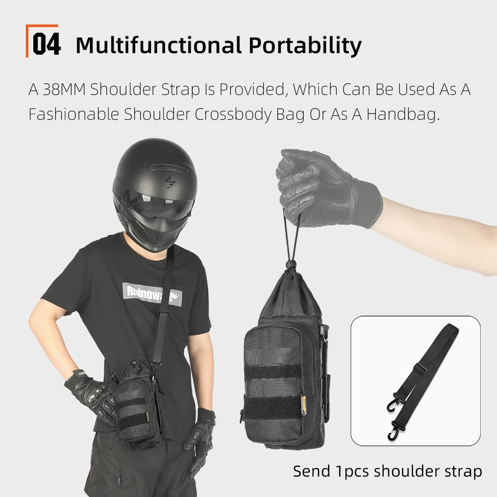Rhinowalk 오토바이 병 홀더 퀵 릴리스 1.5L 절연 다목적 팩 MOLLE 시스템이있는 오토바이 테일 페인트 백