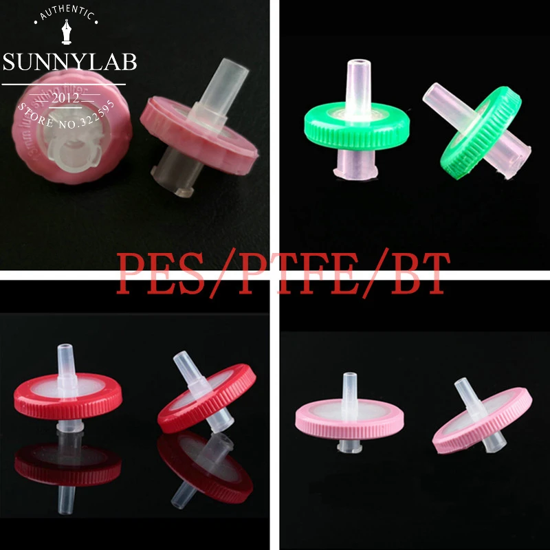 

100Pcs Lab 13mm 25mm 0.22/0.45um Lab Disposable PES / PTFE / BT Luer Syringe Filter