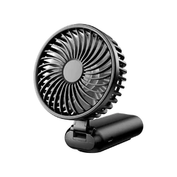 Compact Rechargeable Handheld Fan with Base for Indoor and Outdoor Use (Black)