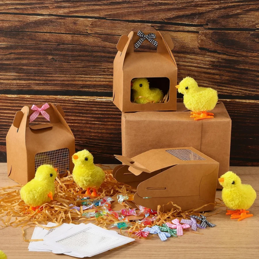 12-36 Sets de pollitos de peluche "Adopta un pollo" para fiestas temáticas de animales de granja. Decoración de cumpleaños._voghion.com