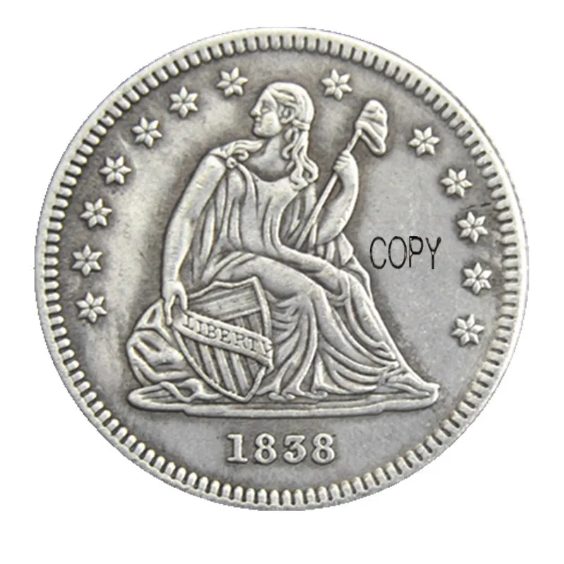 

1838O США, сидящая монета с посеребренными монетами на формат свободы