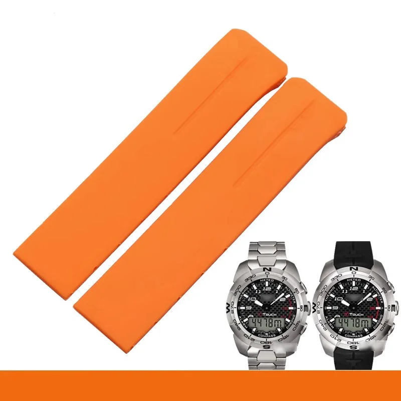 Фото Ремешок силиконовый для часов Tissot 1853 Tengzhi T-Touch T013, резиновый оригинальный браслет для мужских часов T047T081T33, 20 мм №5
