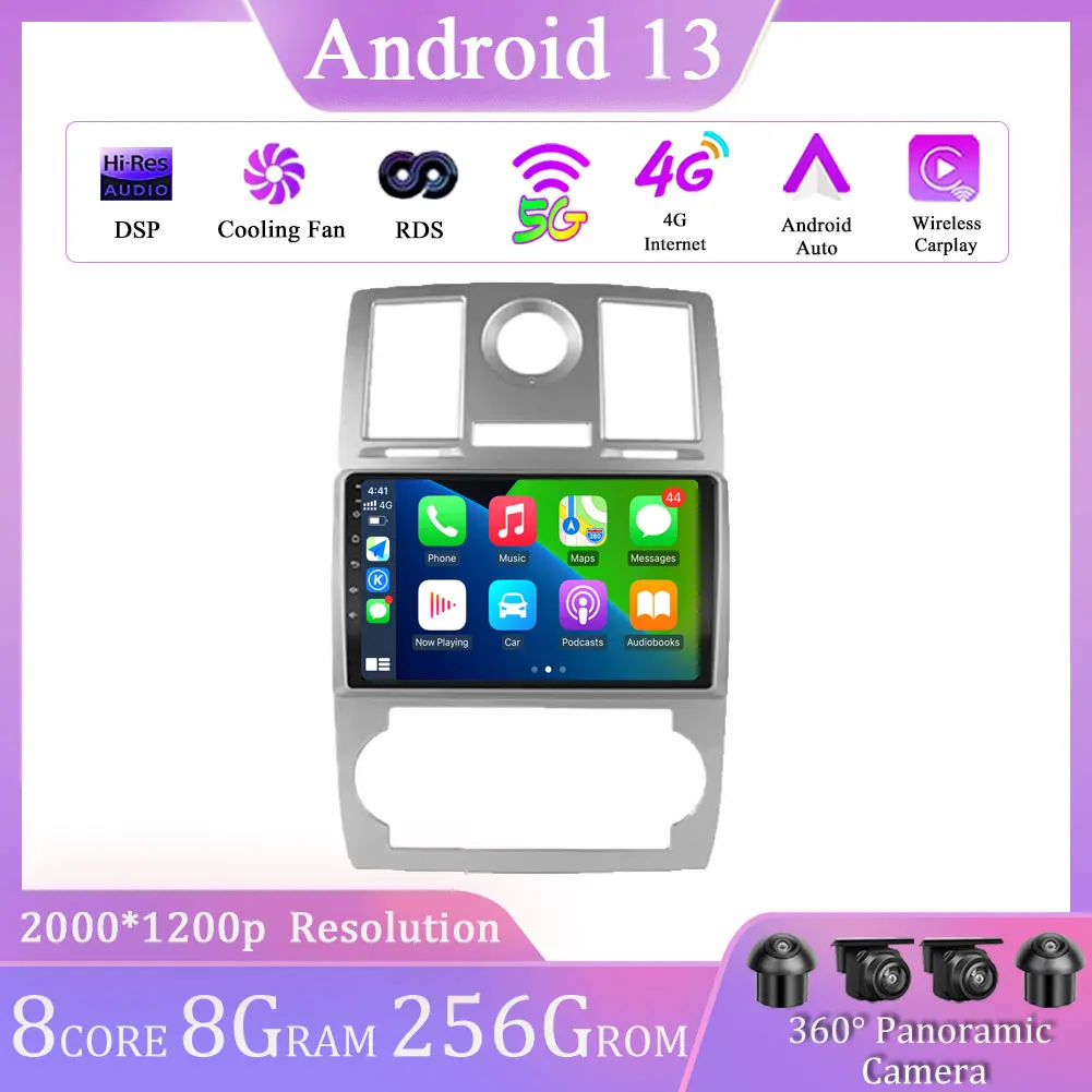

For Chrysler 300C 1 2004 - 2011 Android 13 Car Radio Multimedia Video Player Navigation GPS Intelligent System 4G+WIFI NO 2 DIN