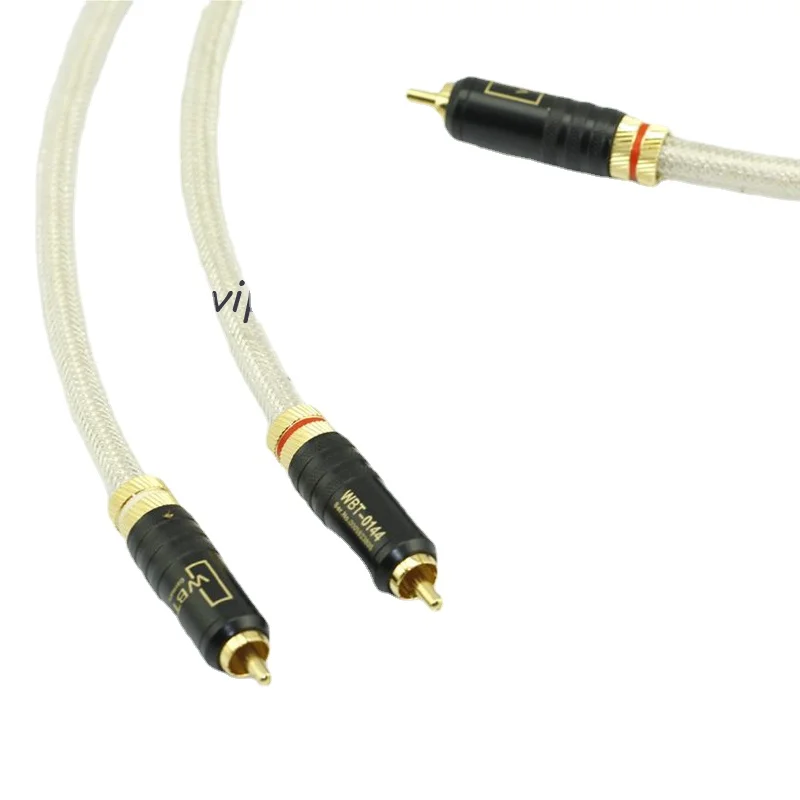 New QED Signature Pair OFC Silver Platedr Gold RCA Audio Interconnect
