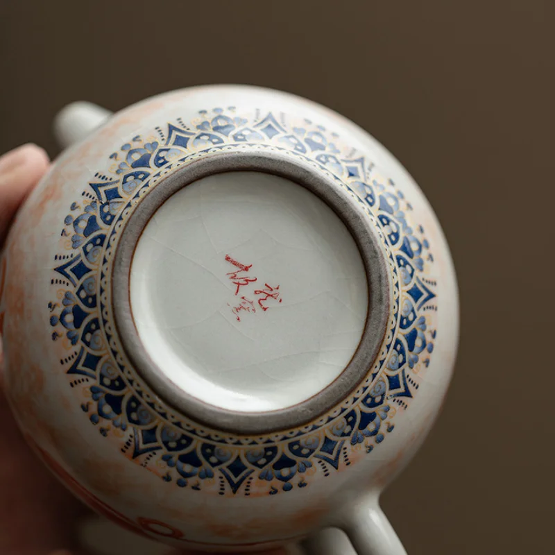 200ml Handmade Imitates Song Ru Kiln Teapot Dunhuang Apsaras Xishi Pot Tea Maker Kettle With Filter Tea Services Collection