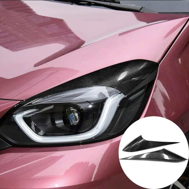 

For Honda New Fit GR9 2020-2022 Carbon Fiber Front Headlight Lamp Eyebrow Trim Hoods Stick Exterior Parts Car-styling