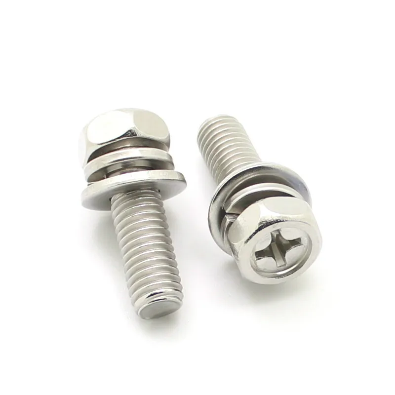 

40pcs Hex Bolt M4 M5 M6 M8 Phillips Cross Head Phillips Hexagon Screws Flat Spring Washers Set 304 Stainless Steel L=12-50mm