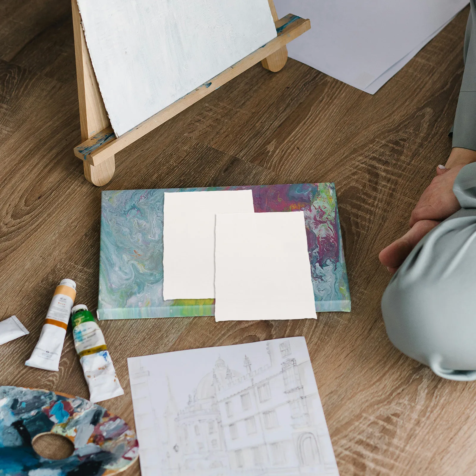 20매 전문가용 수채화 펄프 데클드 엣지 텍스처드 러프 표면 블랭크 타이어블 시트 (페인팅용)