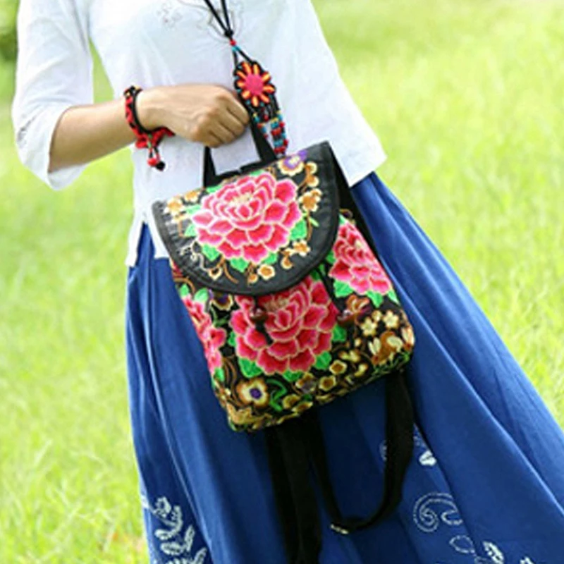 

Women's Floral Embroidered Backpack Summer Travel Shoulder Rucksack Gift Floral Backpack Rucksack Bohemian