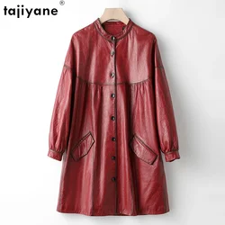 Tajiyane Real Leather Jacket Women Sheepskin Leather Down Coats 2023 Autumn Winter Fashion Mid-length Loose Cloak Coats Abrigos