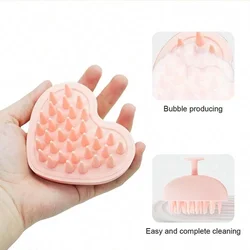 Heart-Shaped Silicone Scalp Massager Brush with Soft Bristles (GJ22-pink)