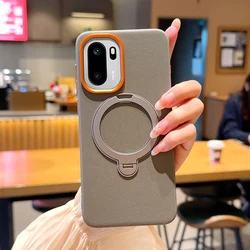 Luxury Magnetic PU Leather Phone Case with Rotatable Ring Stand and Anti - Fall Protection for OnePlus Ace 6 (Grey - with Ring)