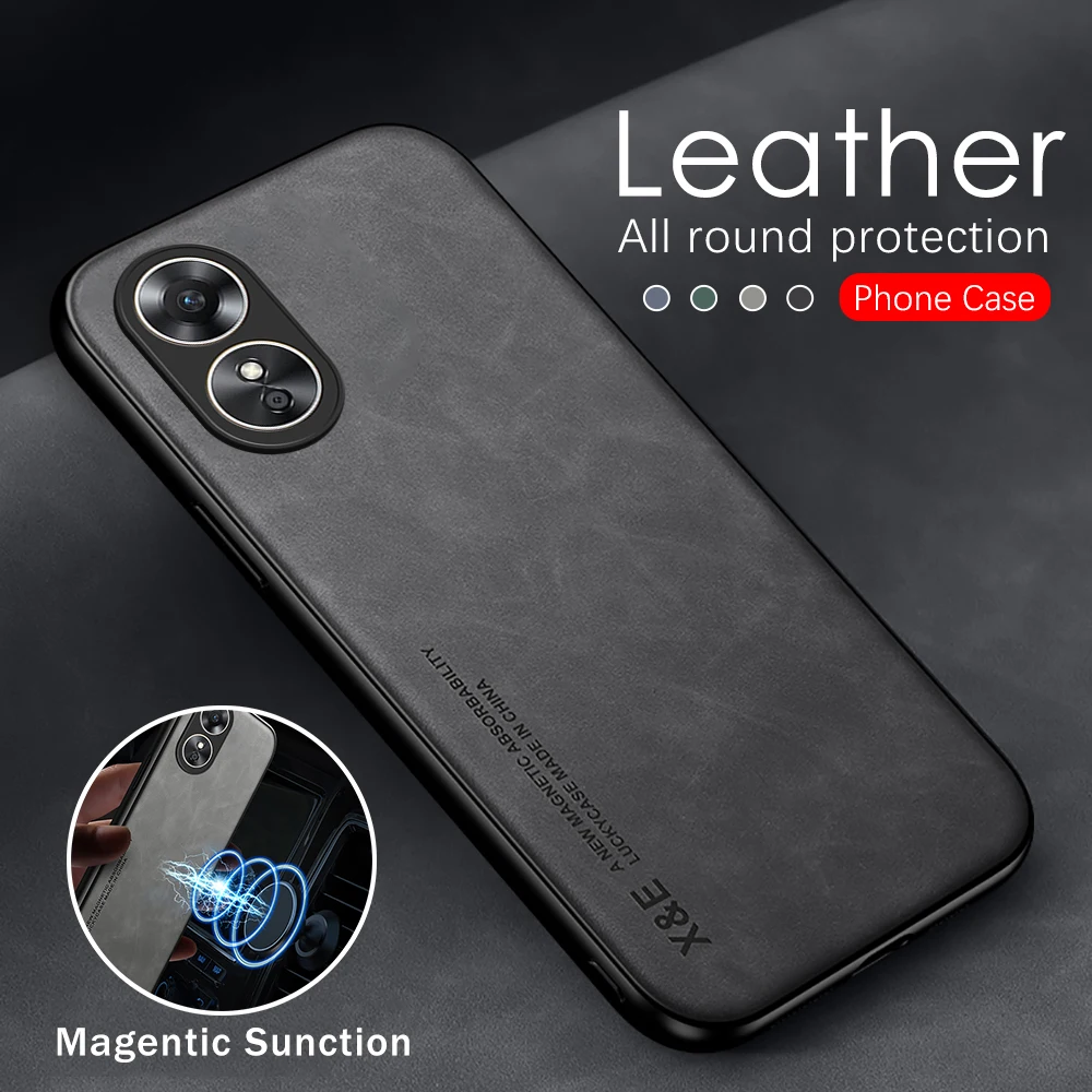 Per Oppo A17 4G Custodia Per Auto Supporto Magnetico Cover Posteriore In Pelle Orro Oppo A17 A 17 4G 17A 2022 Cph2477 6.56 "Fotocamera Antiurto Fundas
