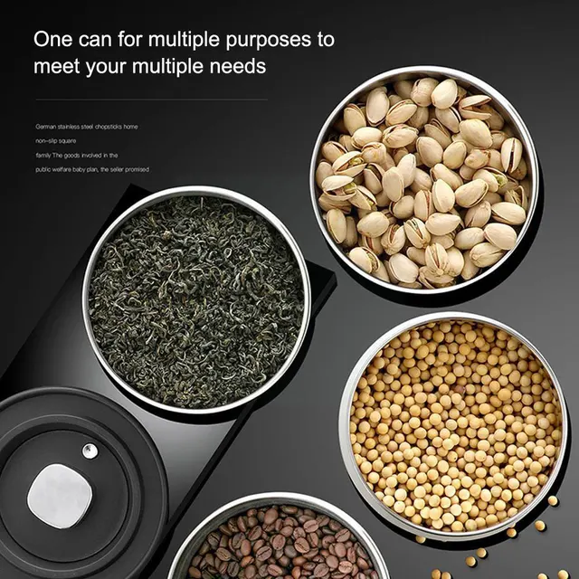 Rozsdamentes Acél Légmentesen Lezárt Kávéfőzde Tároló Tartály Jar Food Szervező Konyhai Vákuum Doboz Bab Kannák Kávé - Image 6
