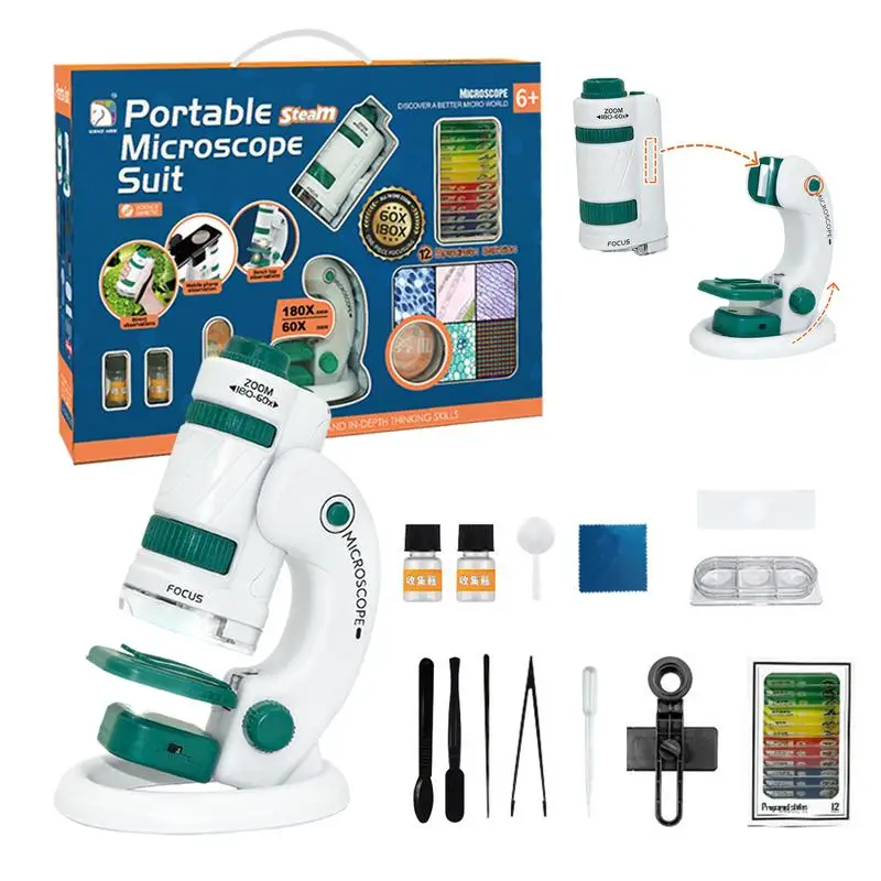 

Child Microscope Set Beginner Microscope Science Toys With LED Lights Experiment Activity Educational Toys Science Toys STEM Kit