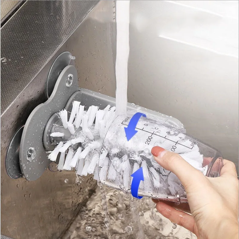 

Sink Water Bottle Cleaning Brush Glass Cup Brush Goblet Mugs Cleaner Strong Suction Lazy Clean Brush Cup Glass Bar Kitchen Tools