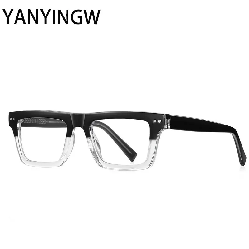 

Vintage Tr90 Transparent Eyeglass Lady Fashion Square Rivet Optical Spectacle Frames Men Universal Prescription Spectacles