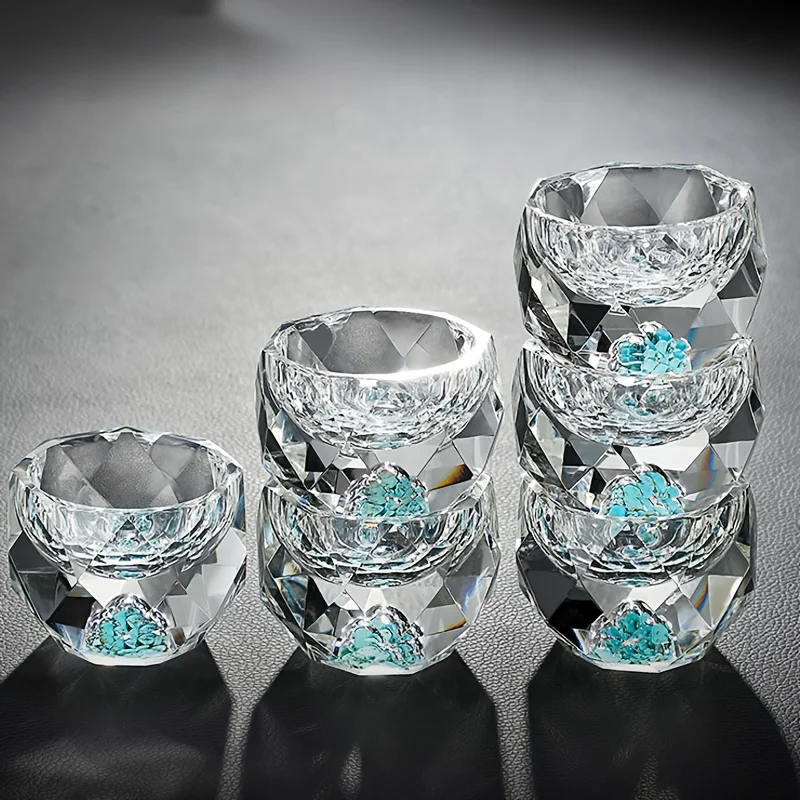 1pc 50ml Luxury Glasses Lead-free Crystal Tea Cup Exquisitely Crafted Fine Dining Shot Glasses Double Bottom Gold Foil Cup