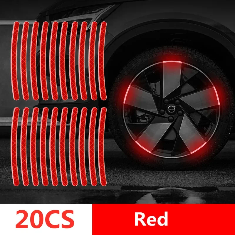 20/40 piezas de tiras reflectantes para rueda de motocicleta y coche, pegatinas coloridas para buje, calcomanías de estilo para coche, accesorios de decoración para motocicleta y coche