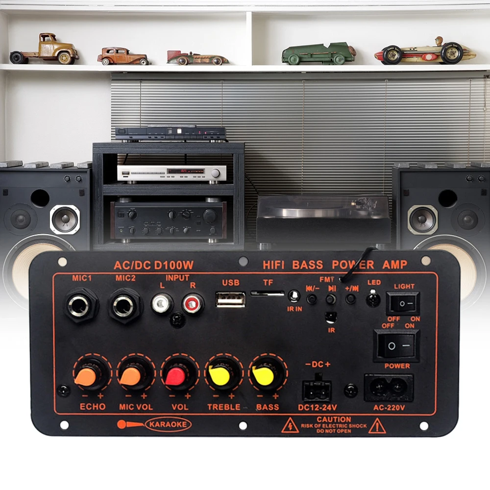 

100-500 Вт фотопанель D100W сабвуфер с двойным микрофоном AMP модуль 12 В 24 В 220 В Медиа плеер EU/US/UK/AU