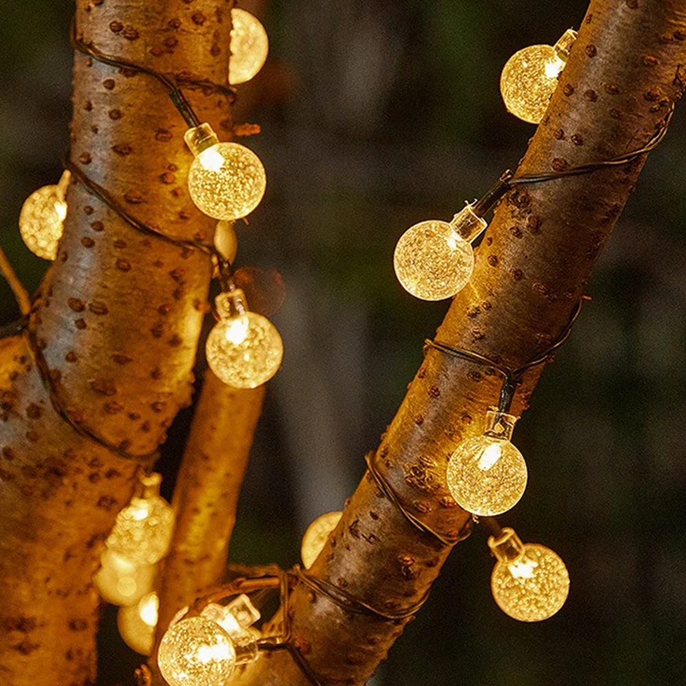 Description Picture 4 of item20/30/50 LED Solar Crystal Globe LED String Lights 8 Lighting Modes IP65 Fairy Light Christmas Garland For Garden Party Decor